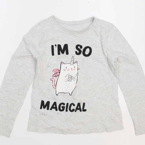 George Girls Grey   Basic T-Shirt Size 10-11 Years
