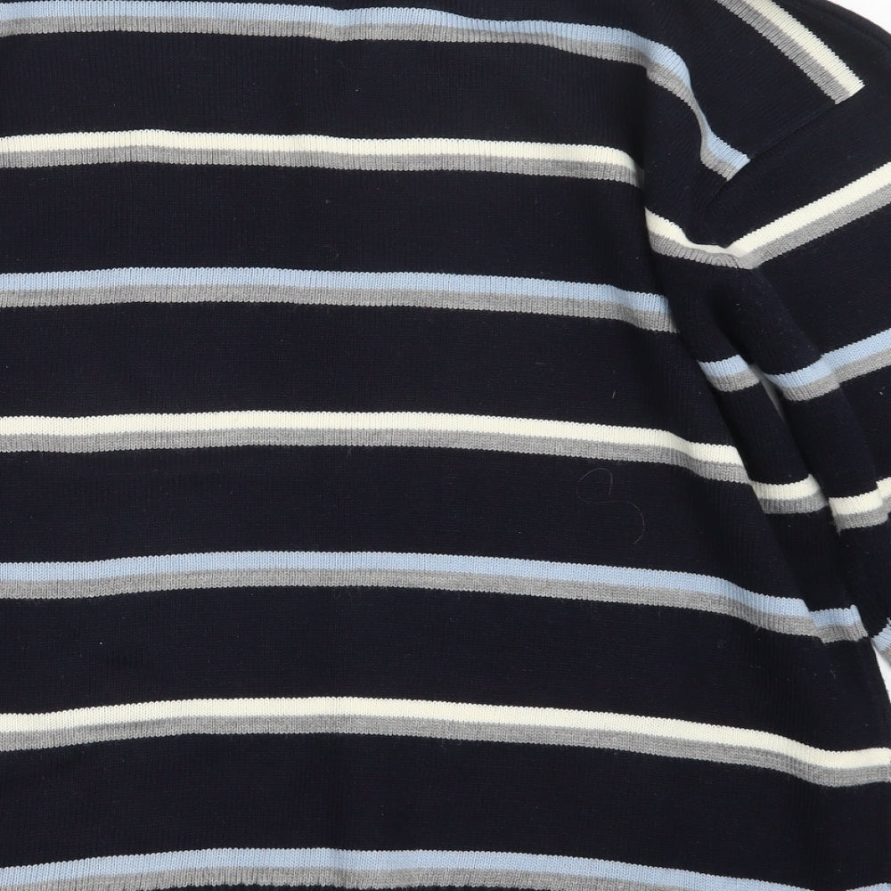 Ginaarti Mens Blue Striped Knit Pullover Jumper Size L