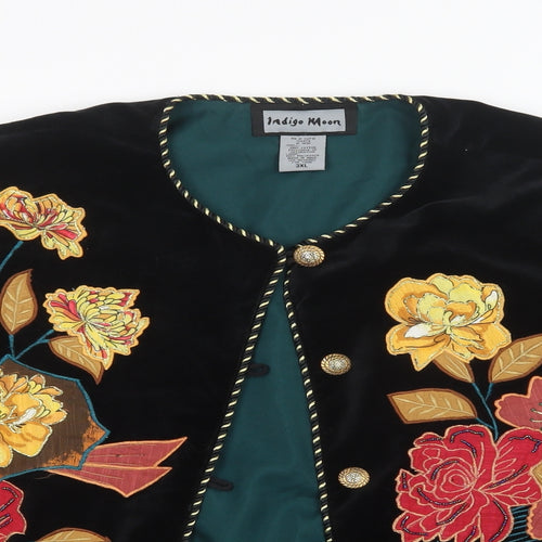 Indigo Moon Womens Black  Velvet Jacket  Size 3XL