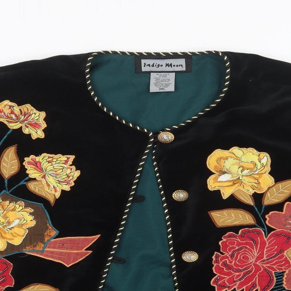 Indigo Moon Womens Black  Velvet Jacket  Size 3XL