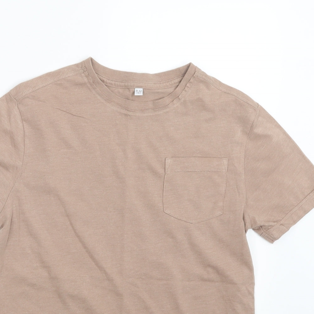 Marks and Spencer Boys Beige   Basic T-Shirt Size 11-12 Years
