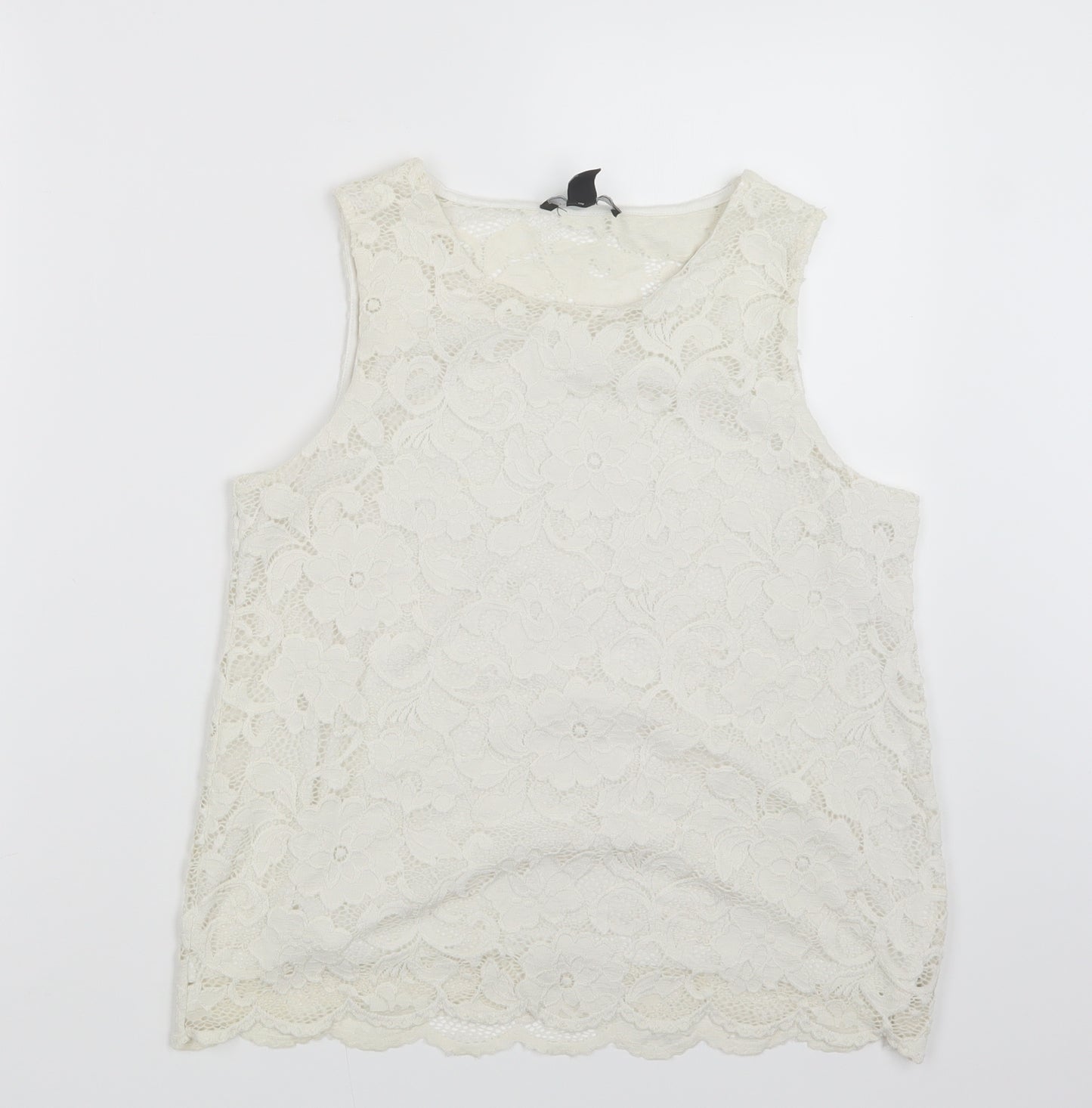 New Look Womens White  Lace Basic Blouse Size 10