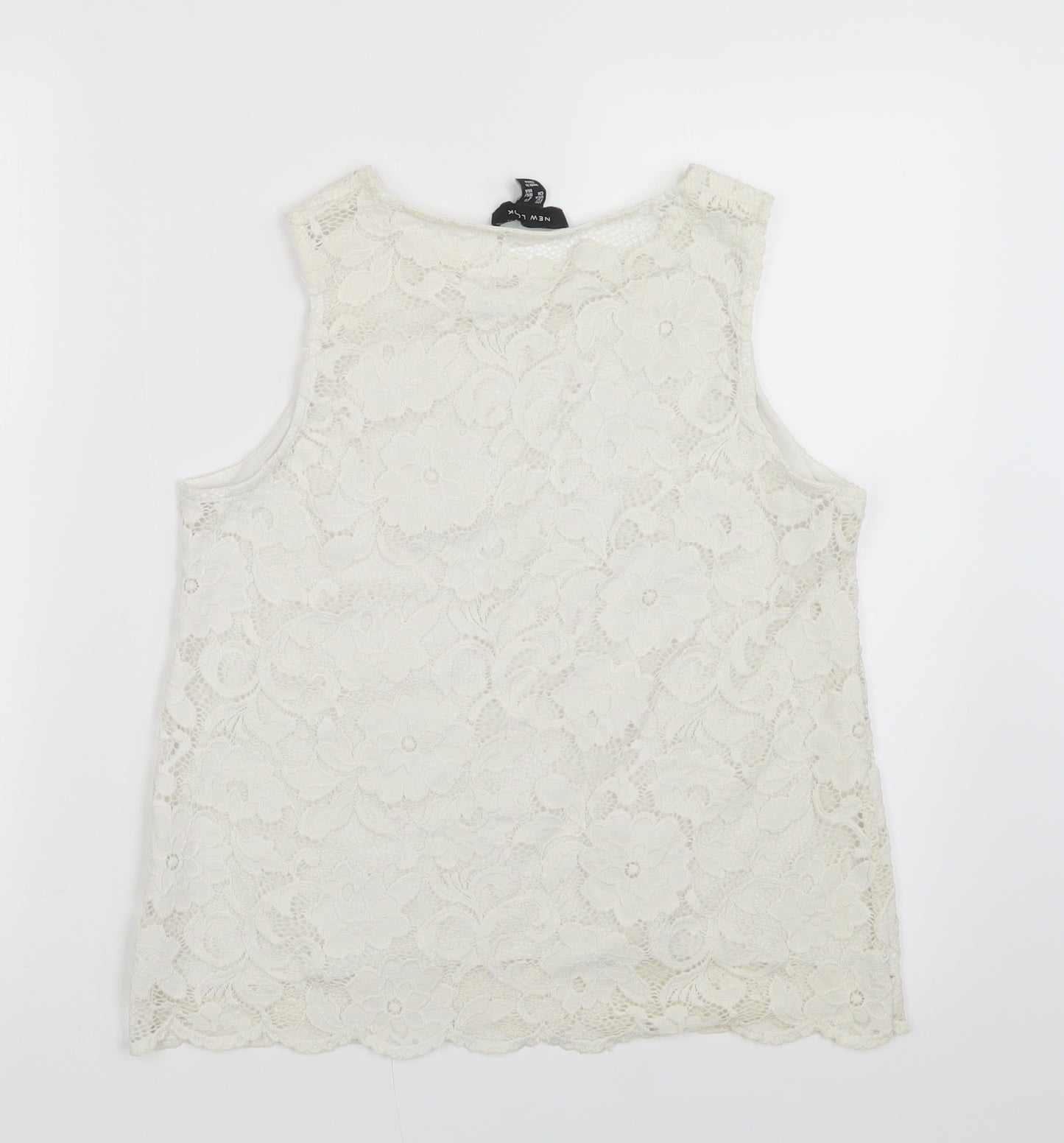 New Look Womens White  Lace Basic Blouse Size 10