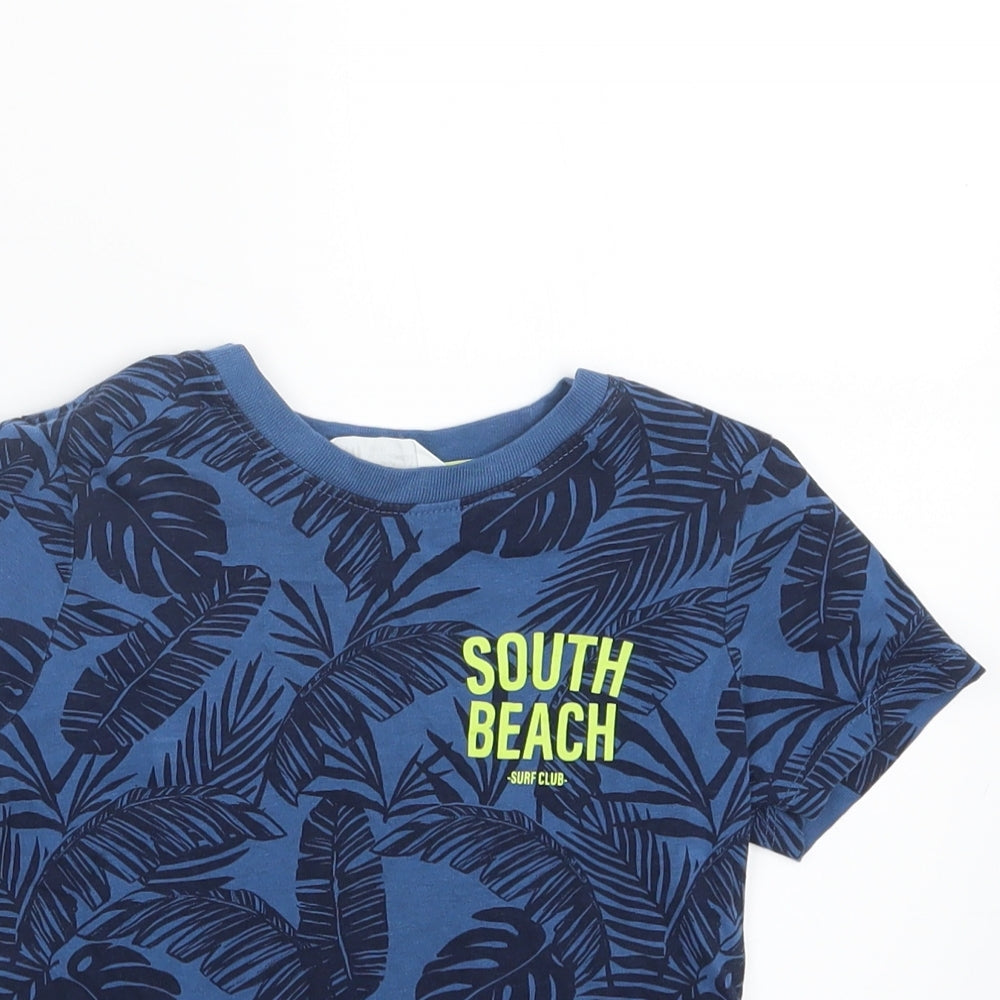 H&M Boys Blue Geometric  Basic T-Shirt Size 2-3 Years