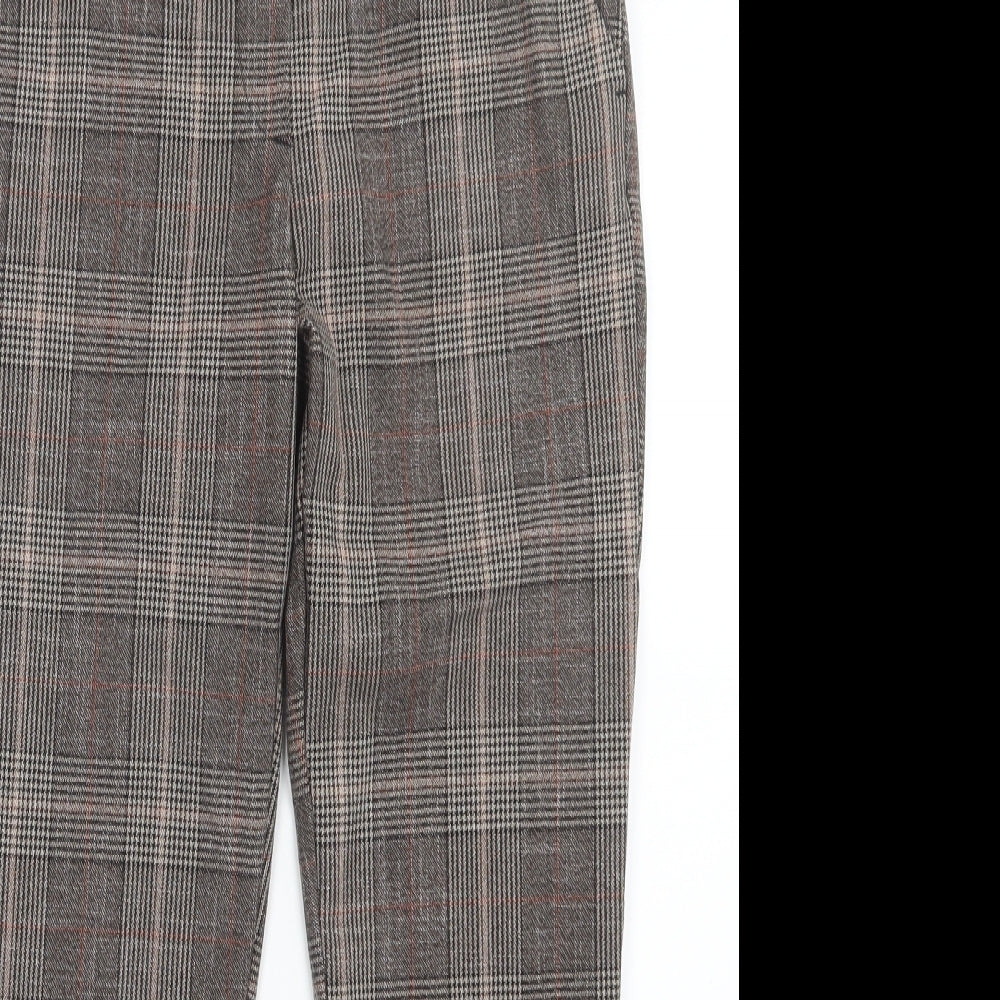 H&M Womens Brown Check  Trousers  Size 8 L25 in
