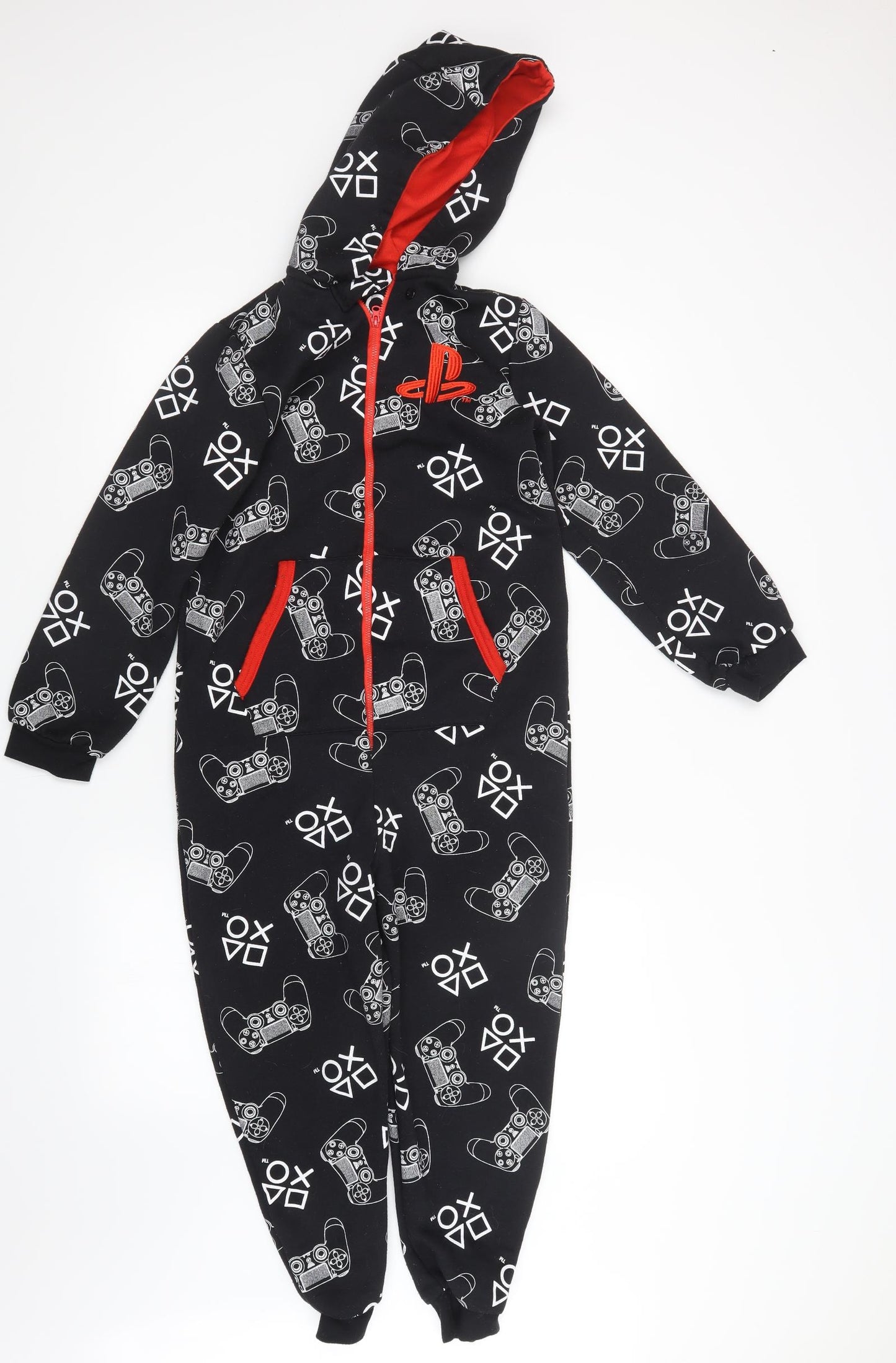 Primark Boys Black Geometric   One Piece Size 10-11 Years  - Play Station