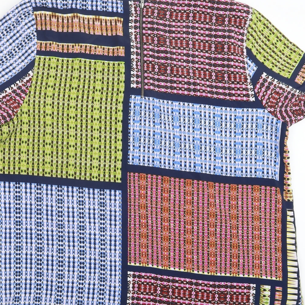 TU Womens Blue Geometric  Basic T-Shirt Size 18