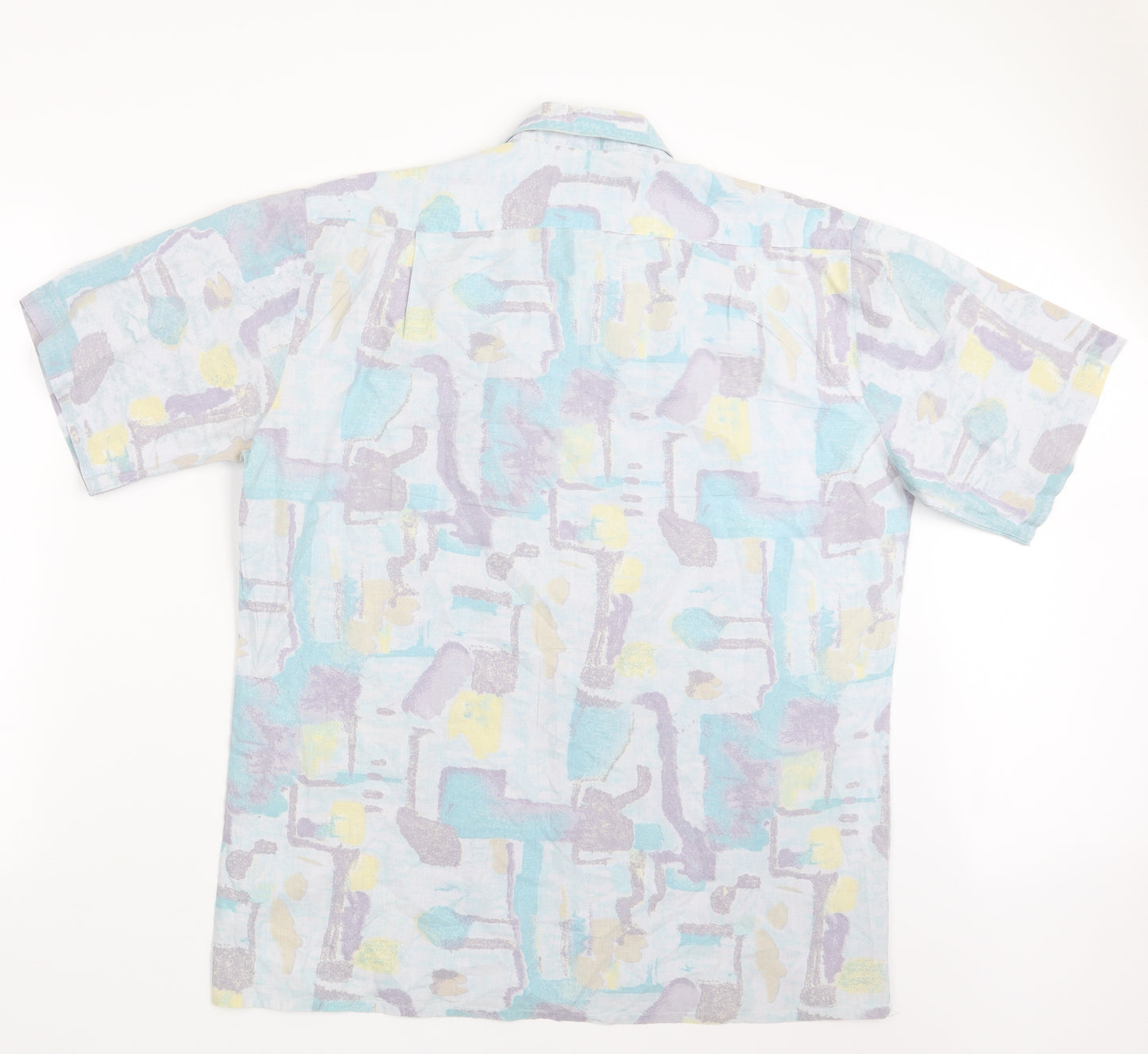 C&A Mens Blue Geometric   Button-Up Size L