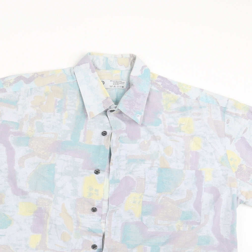 C&A Mens Blue Geometric   Button-Up Size L