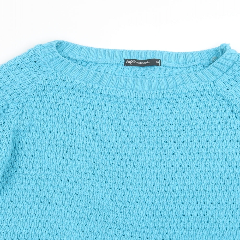 Internacionale Womens Blue  Knit Pullover Jumper Size M