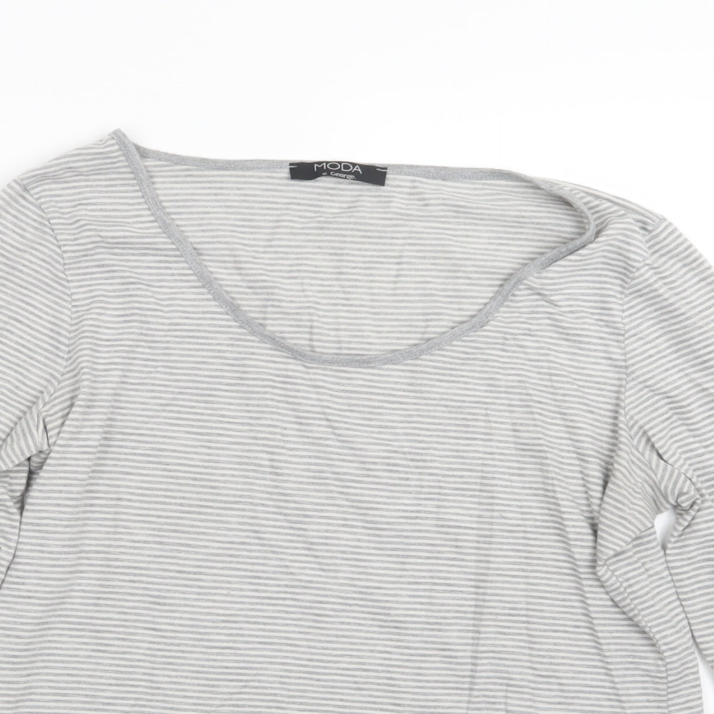 George Womens Grey Striped  Basic T-Shirt Size 14