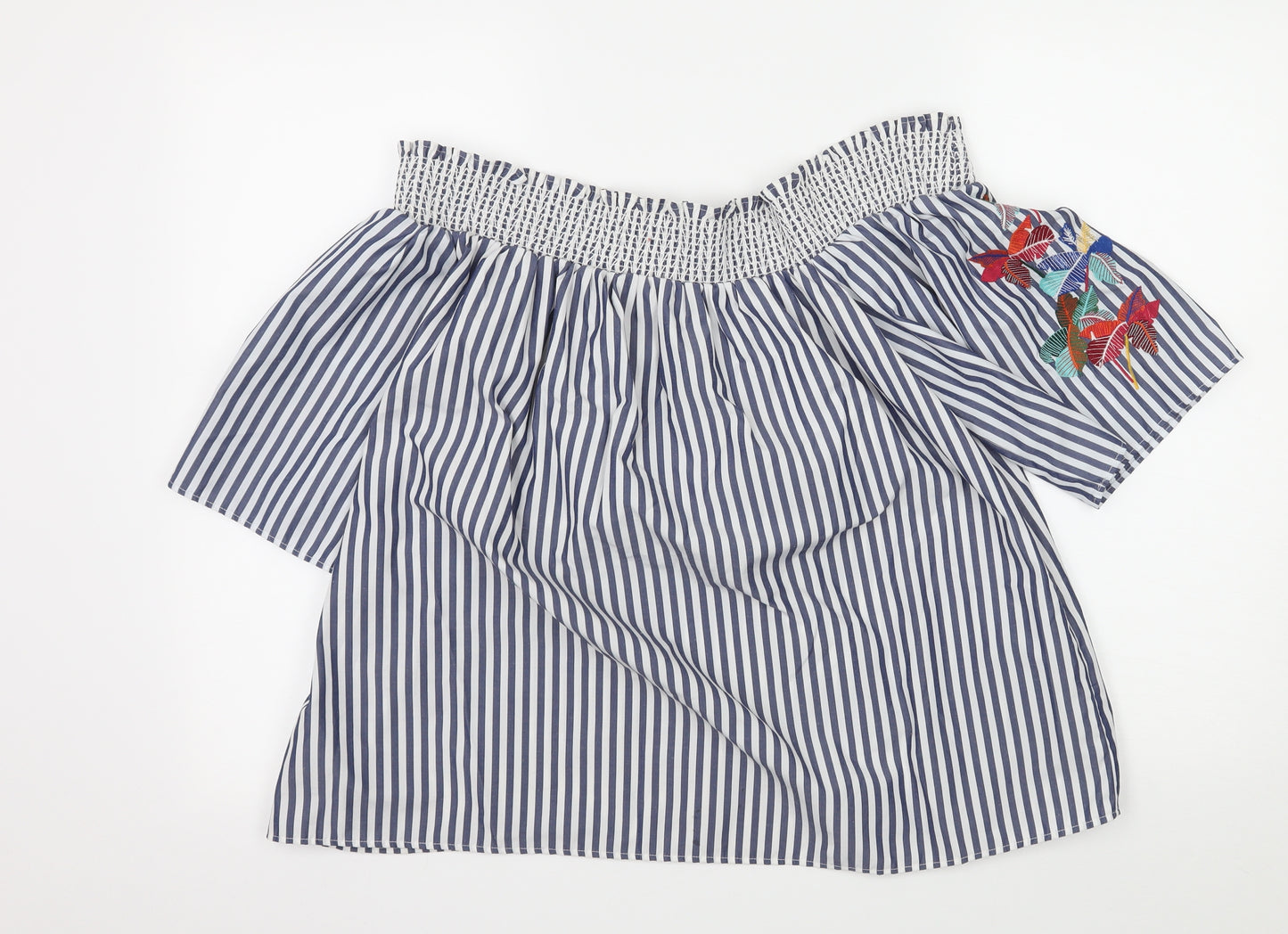 Marks and Spencer Womens Blue Striped  Basic Blouse Size 14