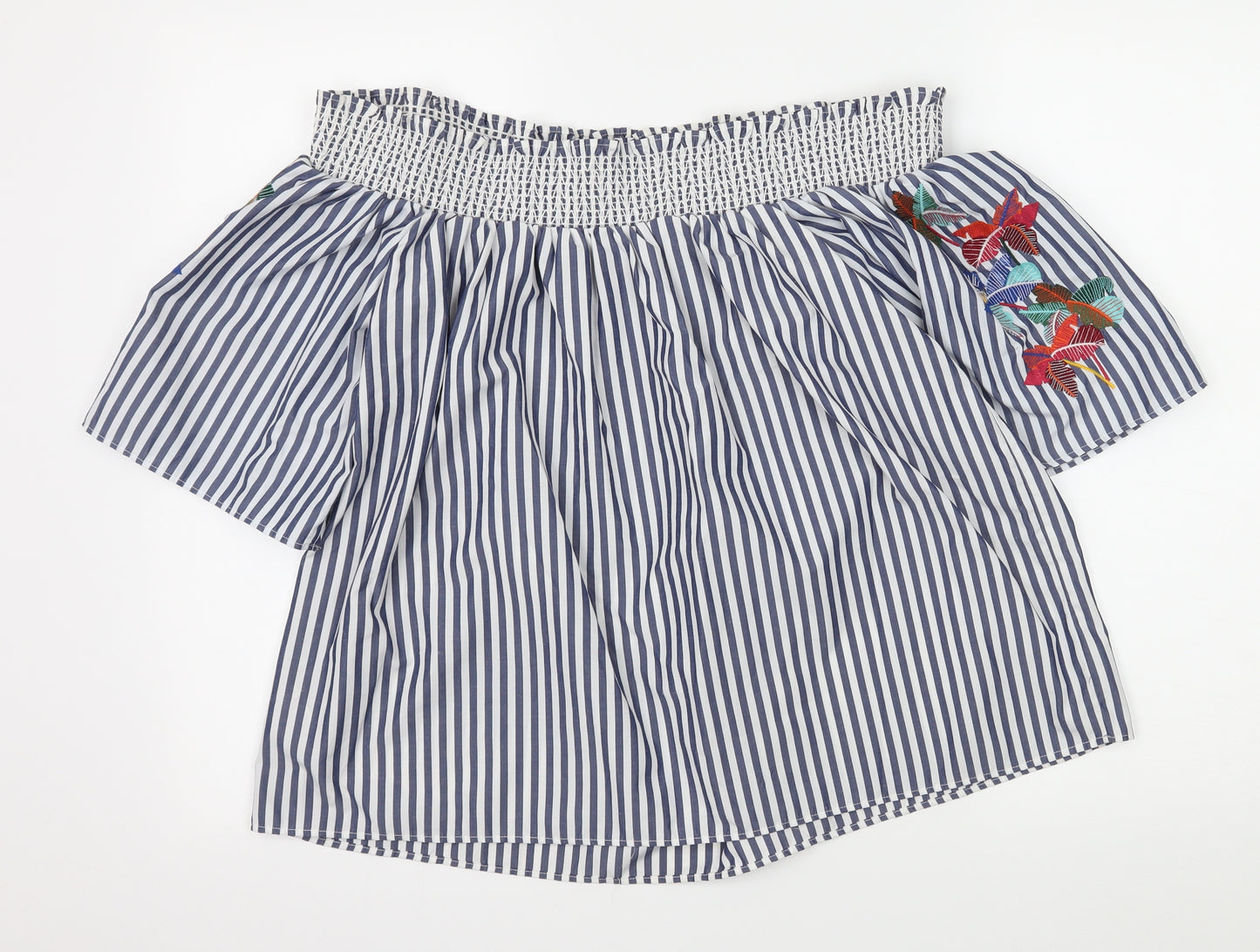 Marks and Spencer Womens Blue Striped  Basic Blouse Size 14