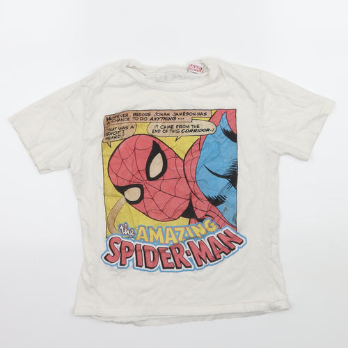 Zara Boys White  Jersey Basic T-Shirt Size 7 Years  - Spiderman