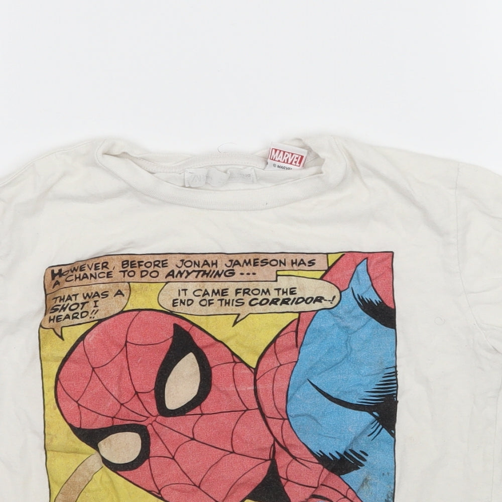 Zara Boys White  Jersey Basic T-Shirt Size 7 Years  - Spiderman