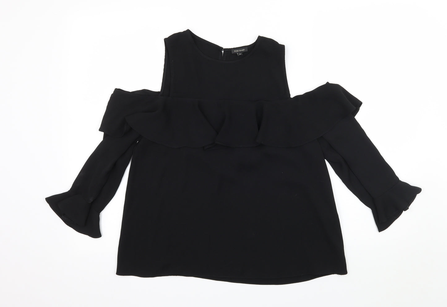 River Island Womens Black   Basic Blouse Size 10  - Cut Out Shoulder