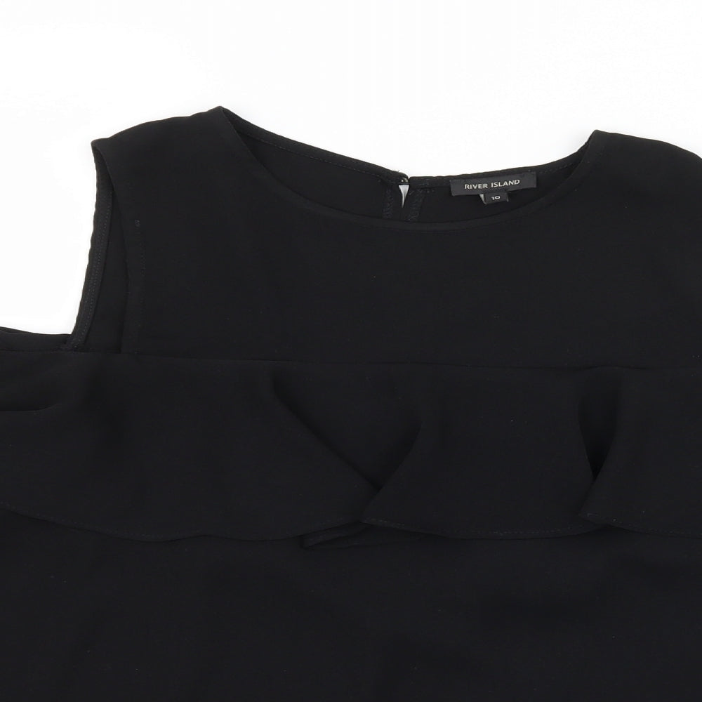 River Island Womens Black   Basic Blouse Size 10  - Cut Out Shoulder