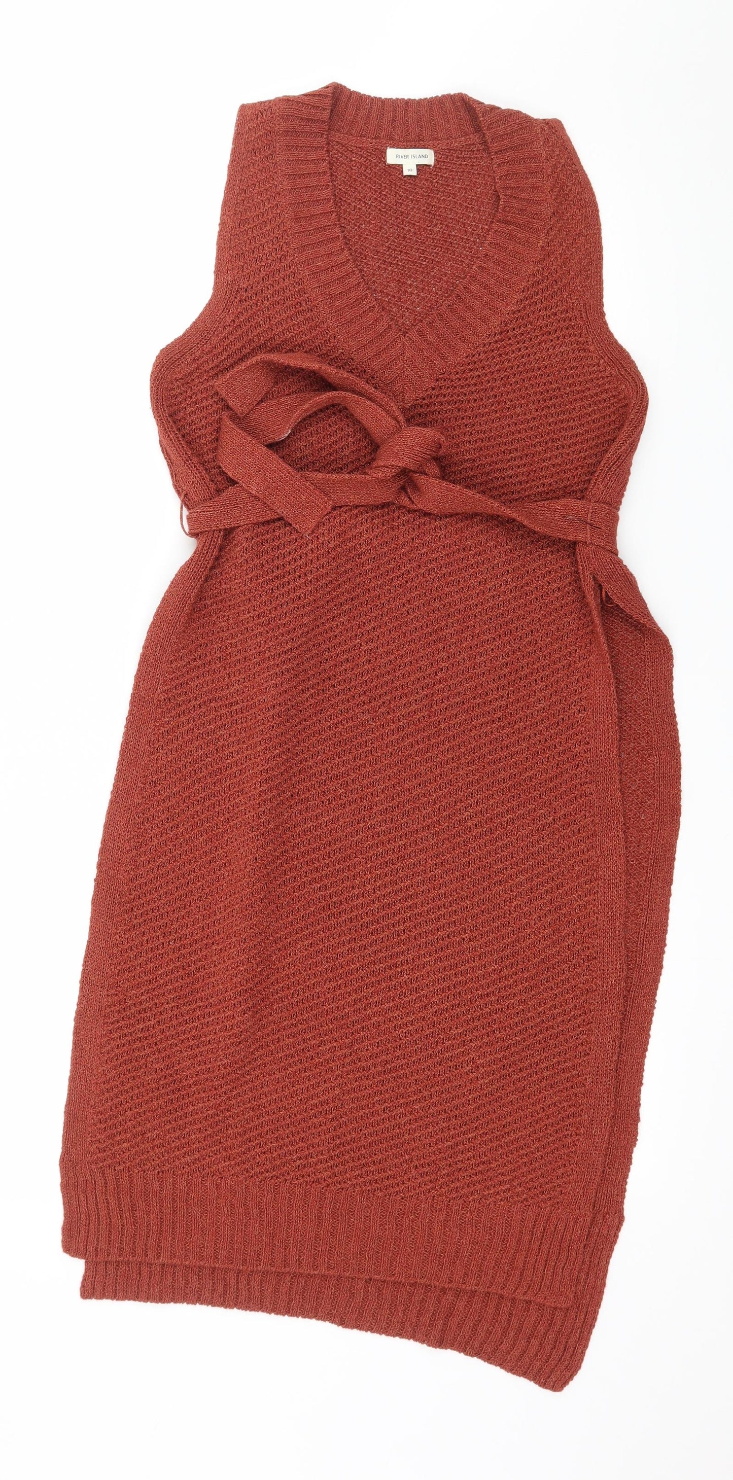 River Island Womens Orange  Knit Pullover Jumper Size 10  - Long line