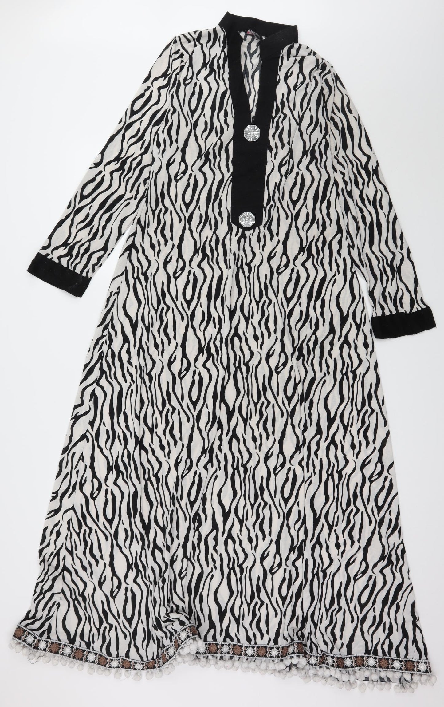 BABA POSH Womens White Striped  Maxi  Size M