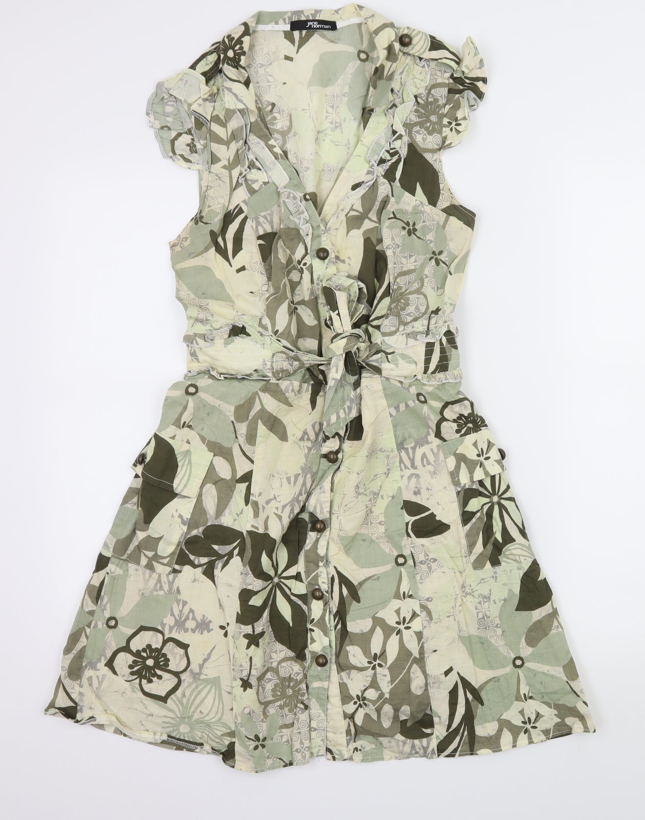 Jane Norman Womens Green Geometric  Shirt Dress  Size 12