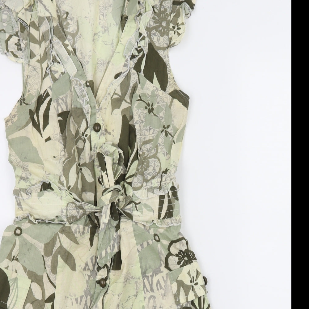 Jane Norman Womens Green Geometric  Shirt Dress  Size 12