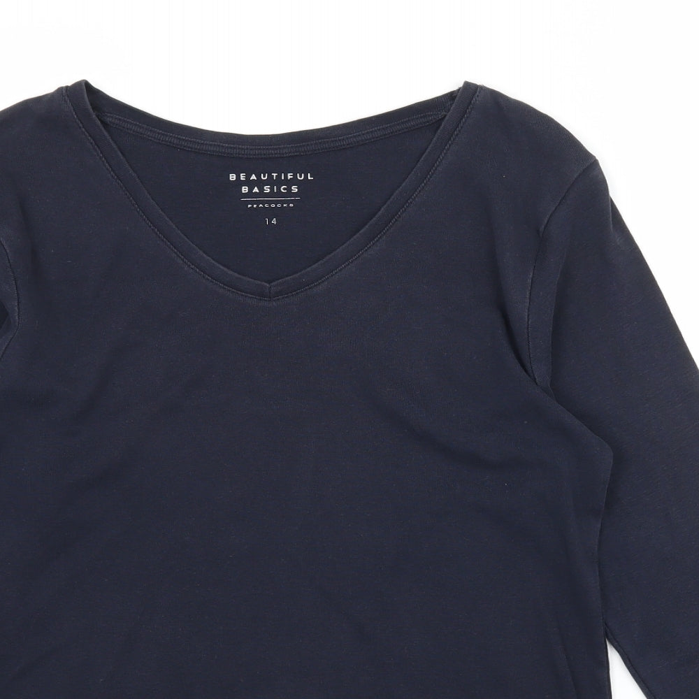 Peacocks Womens Blue  Jersey Basic T-Shirt Size 14