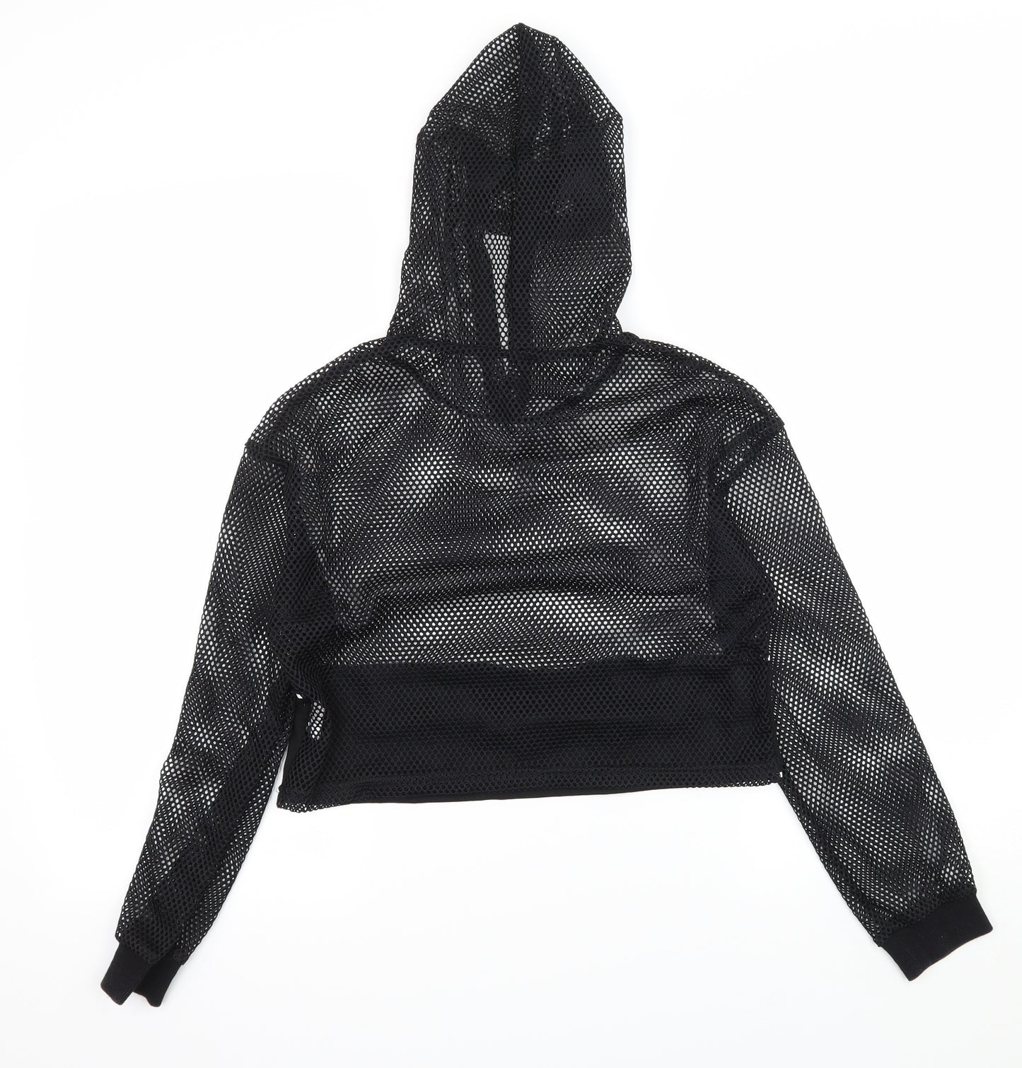 SheIn Girls Black  Mesh Pullover Hoodie Size 11-12 Years  - Be Fearless
