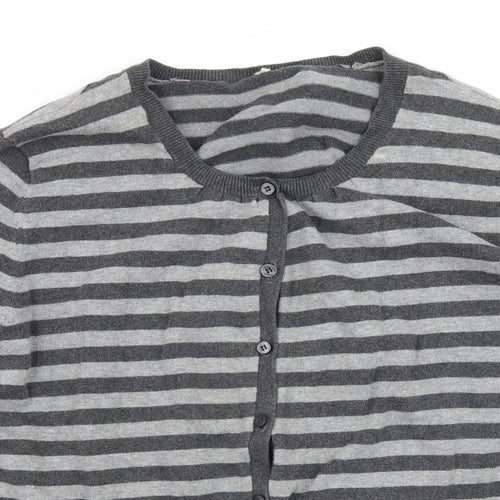 Debenhams Womens Grey Striped Knit Cardigan Jumper Size 16