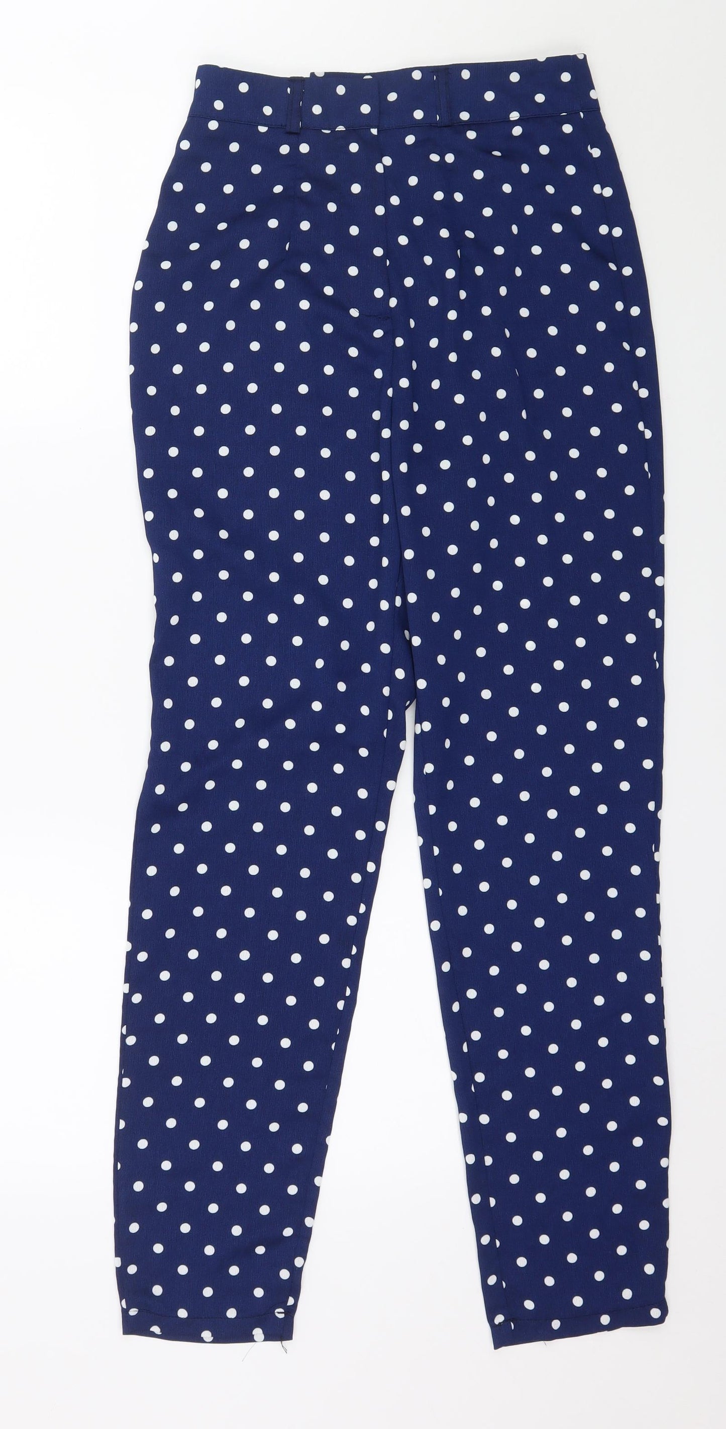 Boohoo Womens Blue Polka Dot  Trousers  Size 8 L27 in