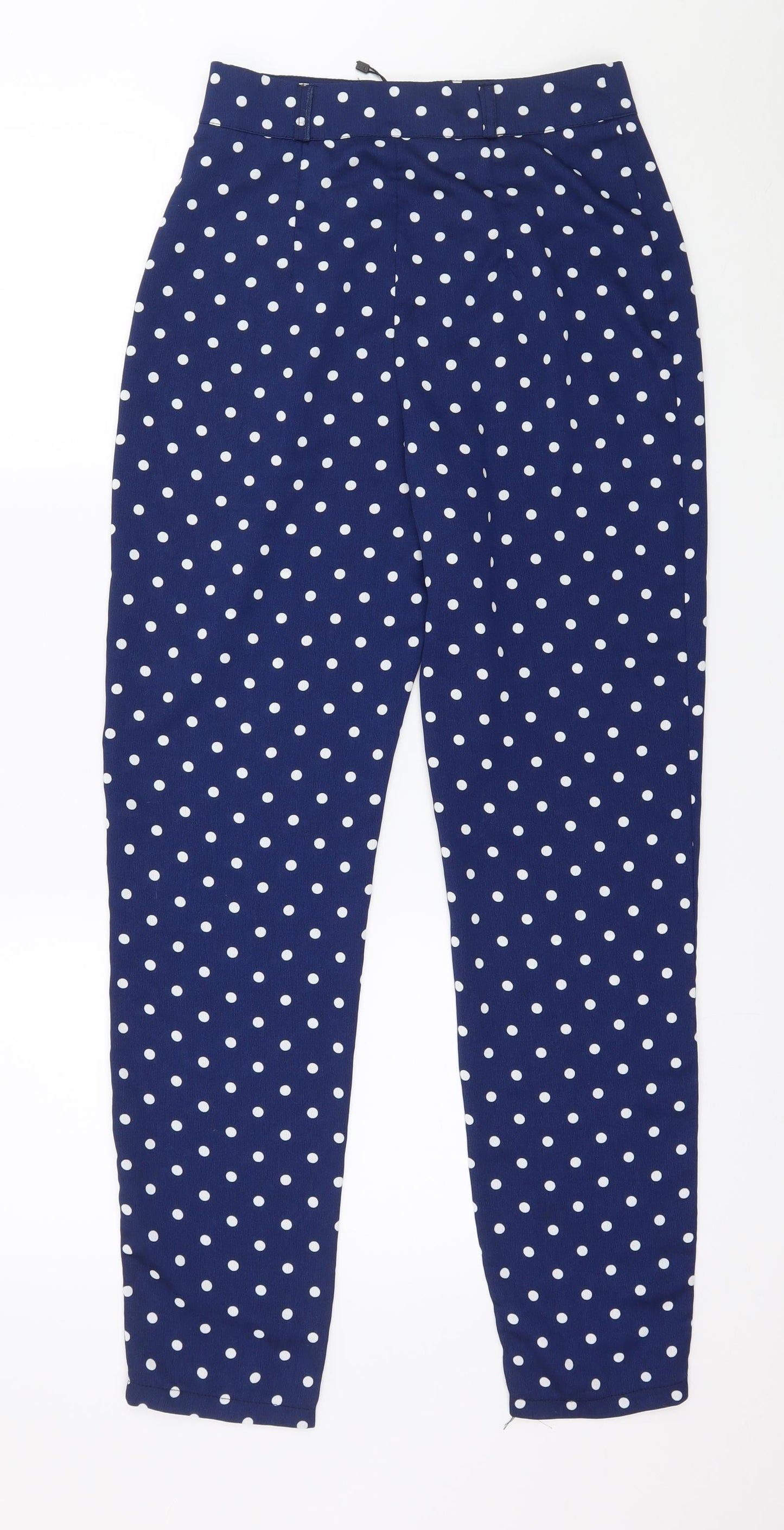 Boohoo Womens Blue Polka Dot  Trousers  Size 8 L27 in