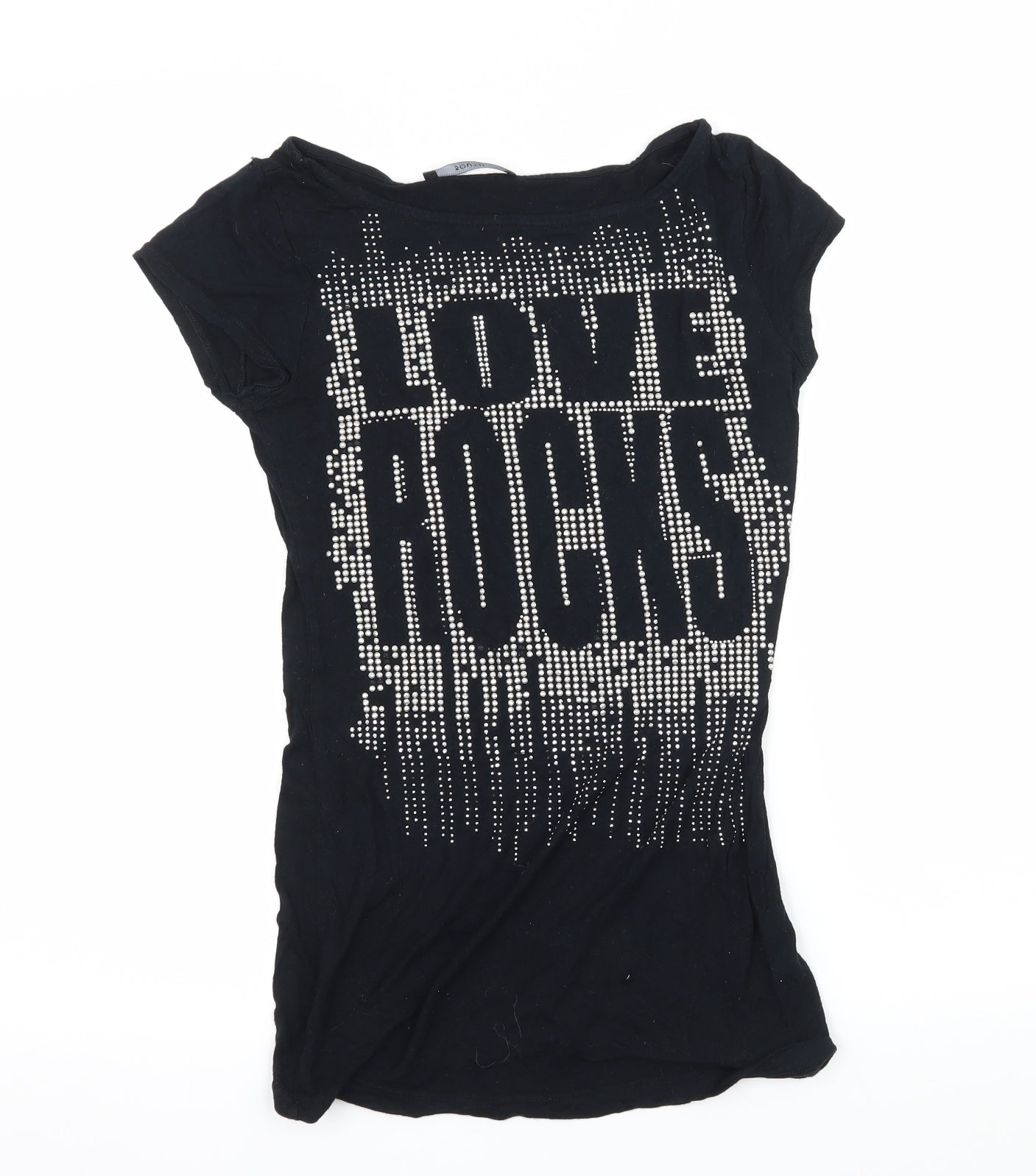 South Womens Black  Jersey Basic T-Shirt Size 10  - Love Rocks