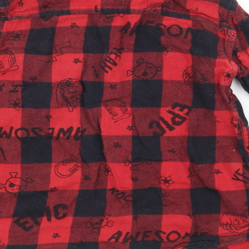 Primark Boys Red Check  Basic Button-Up Size 5-6 Years  - Awesome