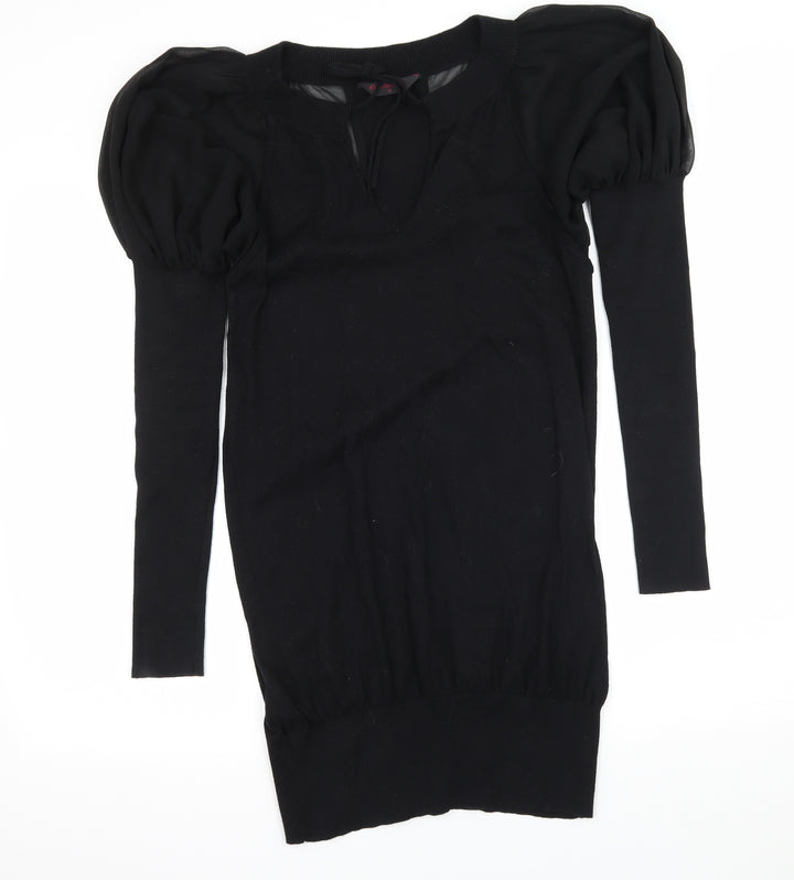 Miss Selfridge Womens Black  Knit Pullover Jumper Size 10