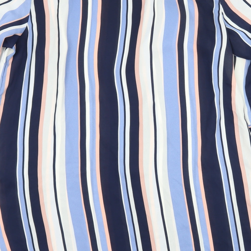 George Womens Blue Striped  Basic Blouse Size 12