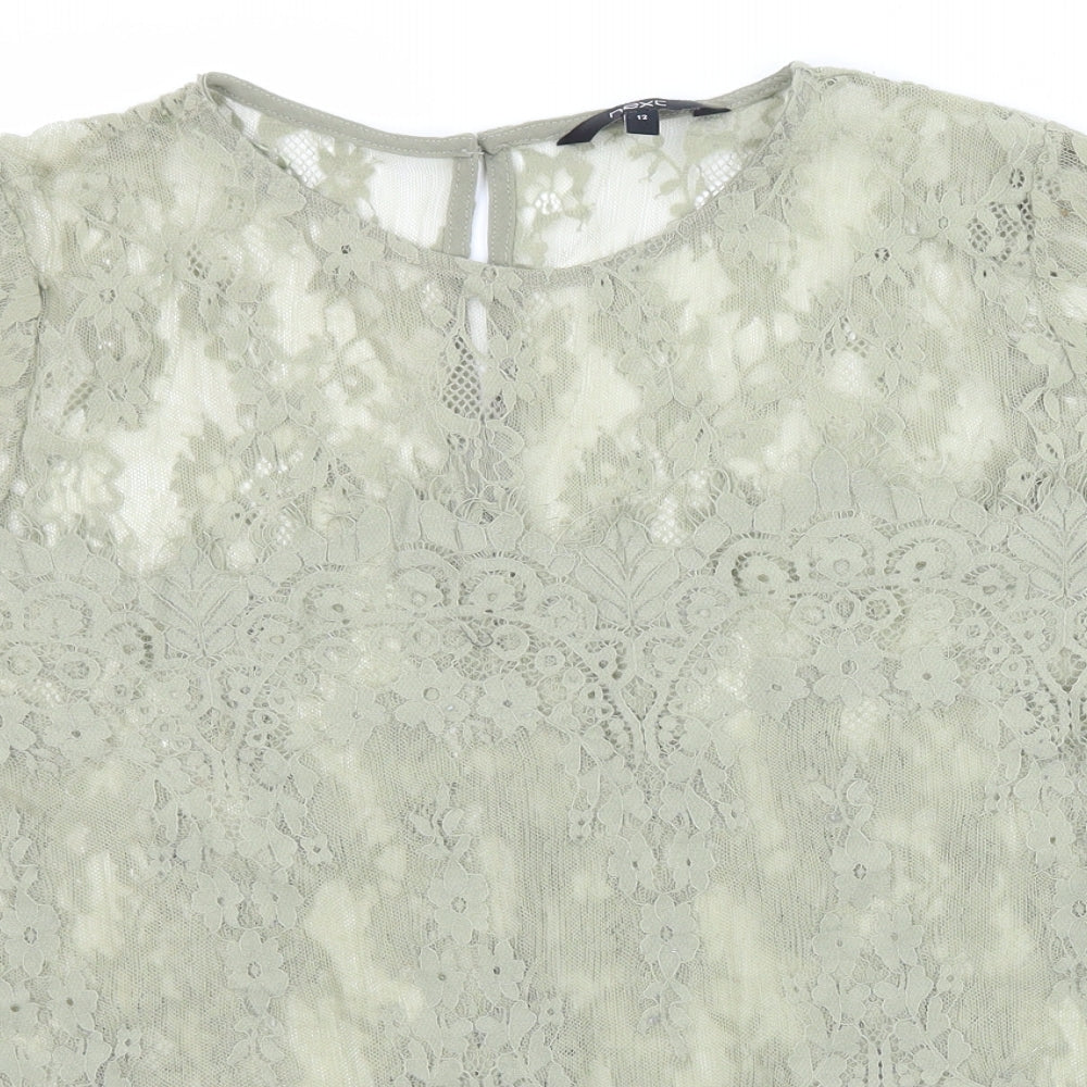 NEXT Womens Green  Lace Basic T-Shirt Size 12