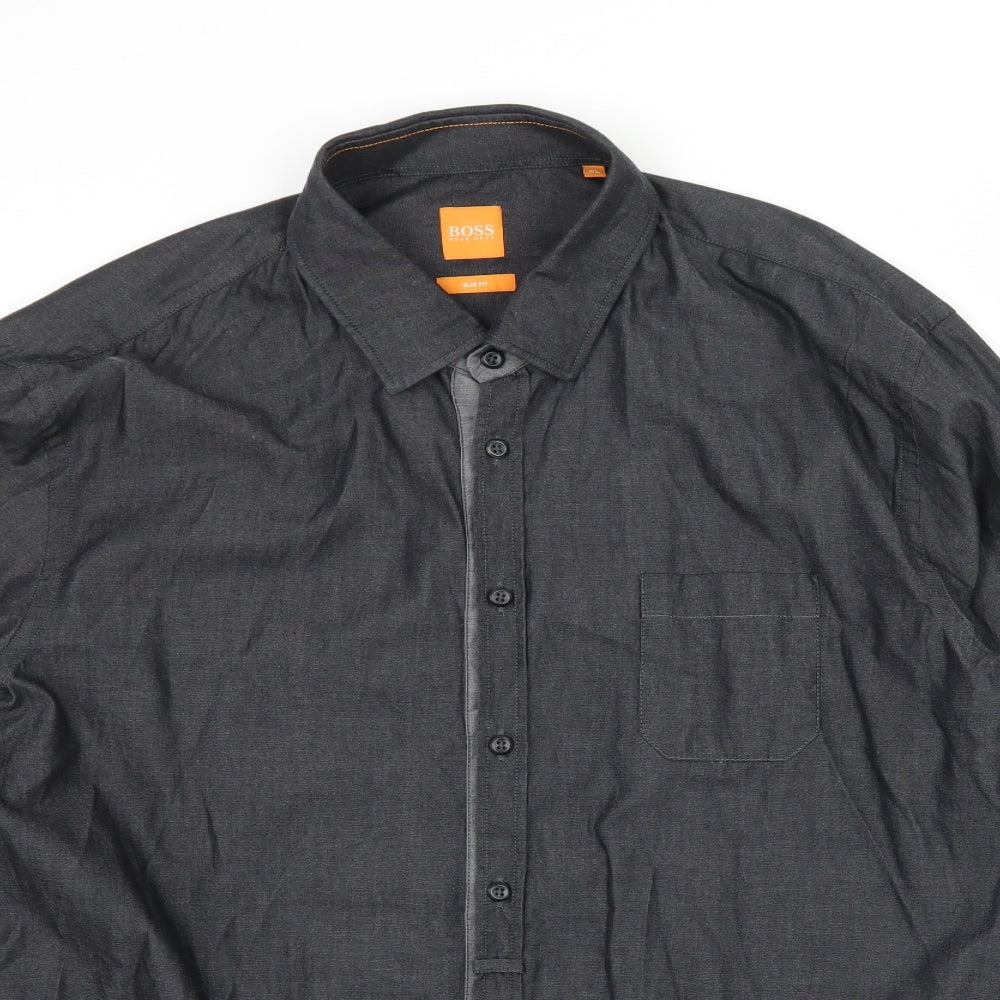 HUGO BOSS Mens Grey    Button-Up Size XL