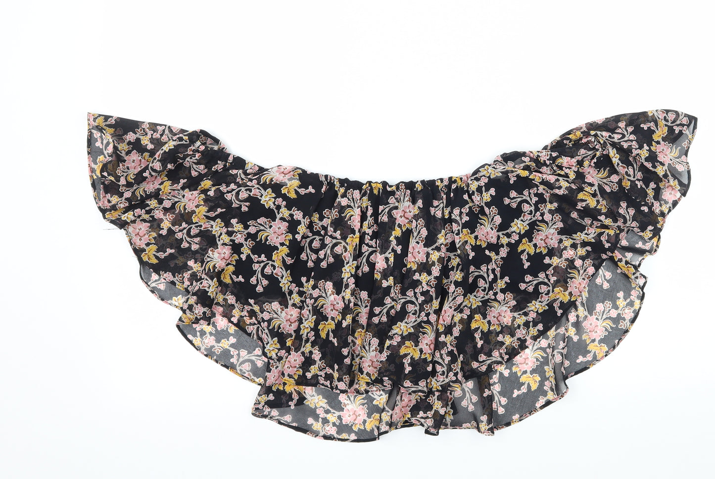 Topshop Womens Black Floral Chiffon Basic Blouse Size 14