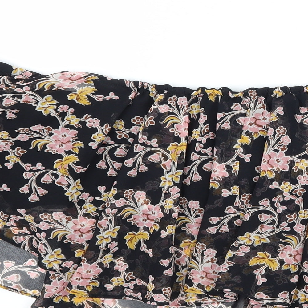 Topshop Womens Black Floral Chiffon Basic Blouse Size 14