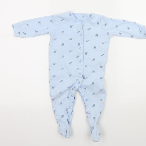 NEXT Boys Blue Geometric Jersey Babygrow One-Piece Size 9-12 Months  - Robots