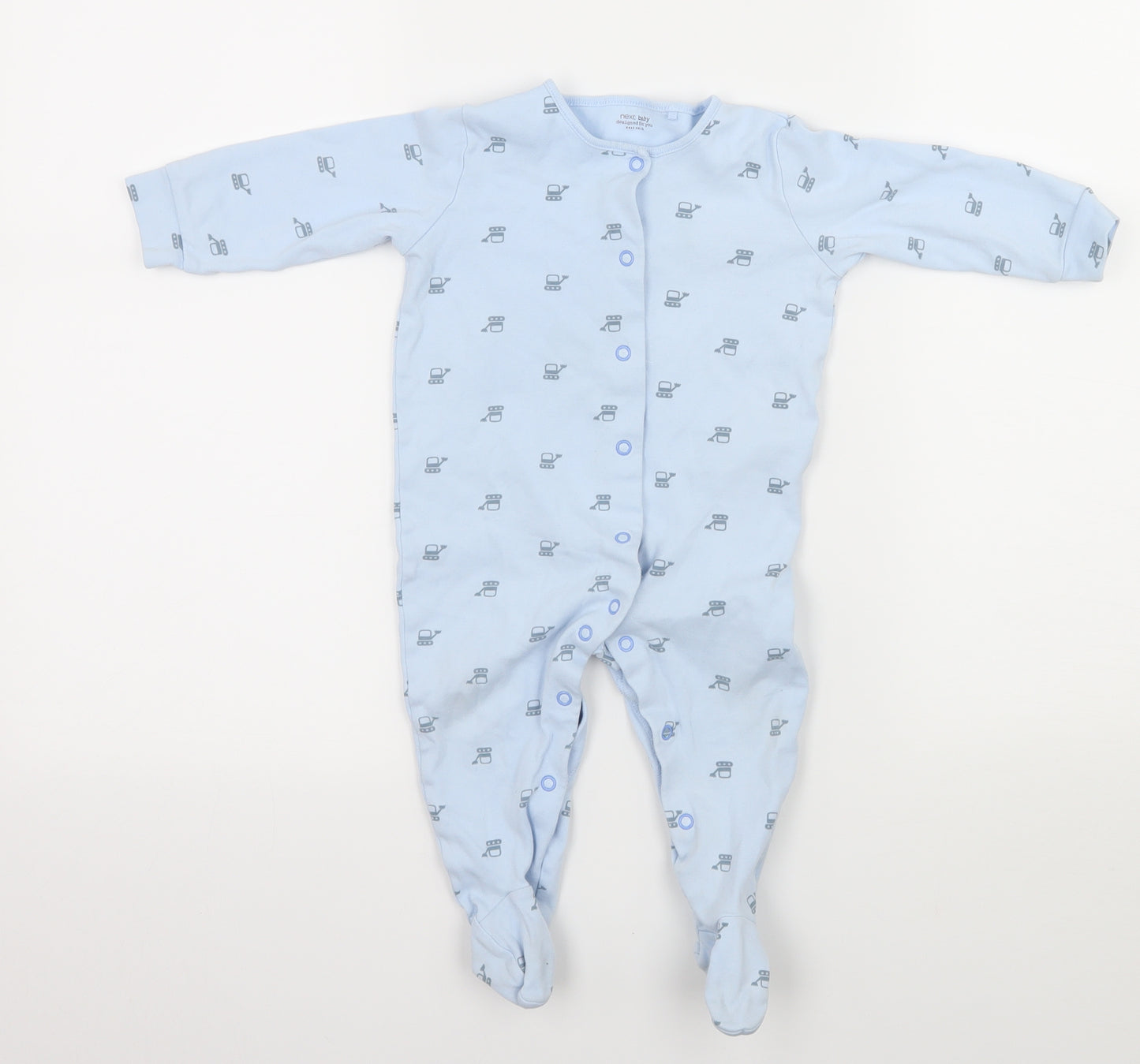 NEXT Boys Blue Geometric Jersey Babygrow One-Piece Size 9-12 Months  - Robots