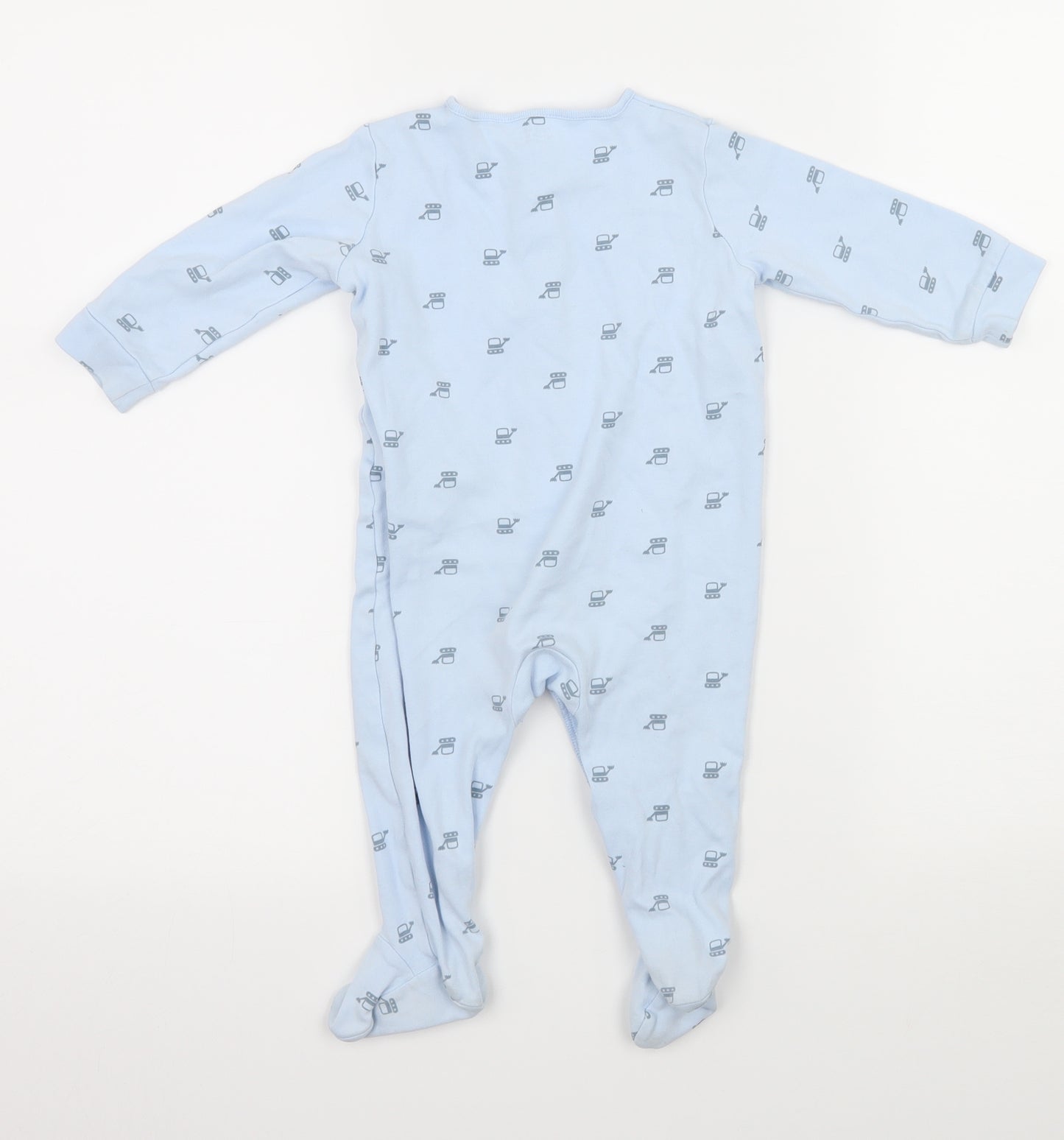 NEXT Boys Blue Geometric Jersey Babygrow One-Piece Size 9-12 Months  - Robots