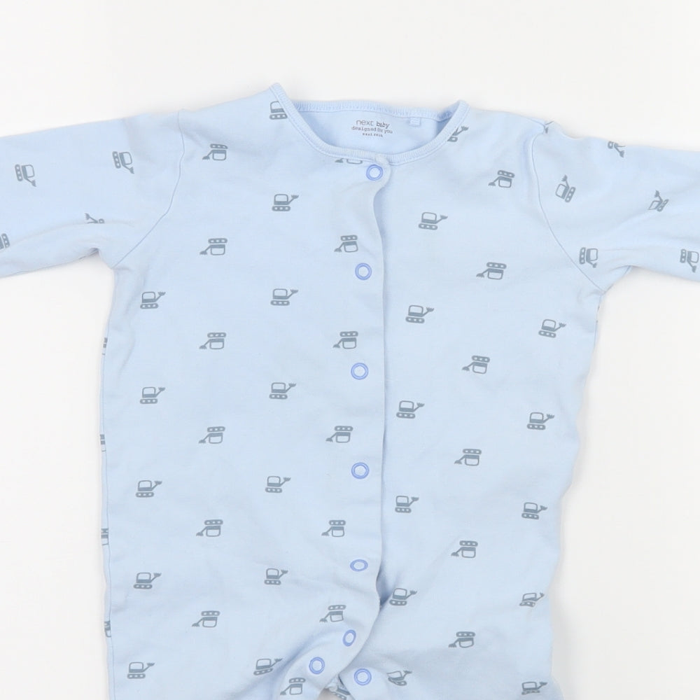 NEXT Boys Blue Geometric Jersey Babygrow One-Piece Size 9-12 Months  - Robots