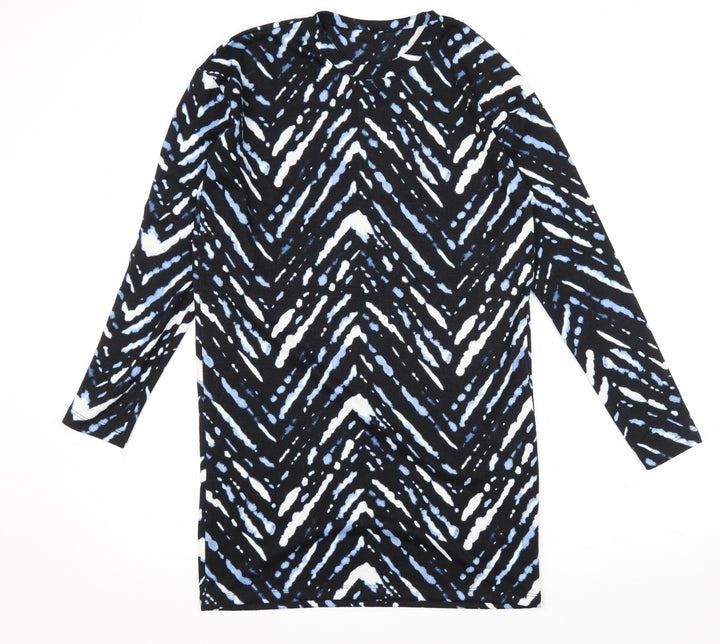 F&F Womens Blue Striped Knit Jumper Dress Size 10
