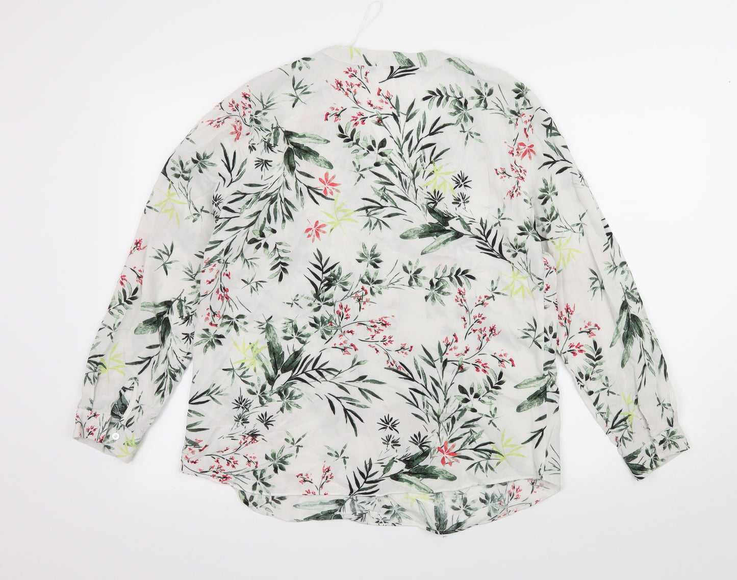 Preworn Womens White Floral  Basic Blouse Size 12