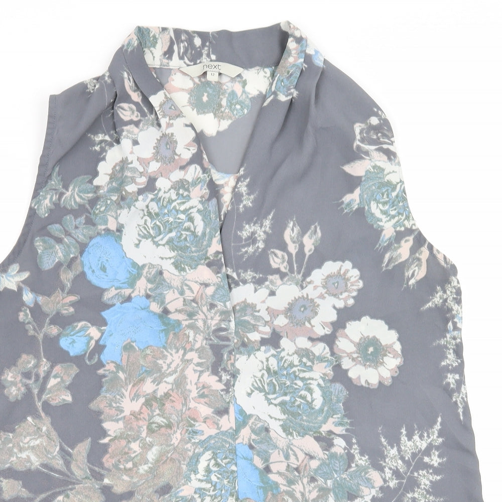 NEXT Womens Grey Floral  Basic Blouse Size 12