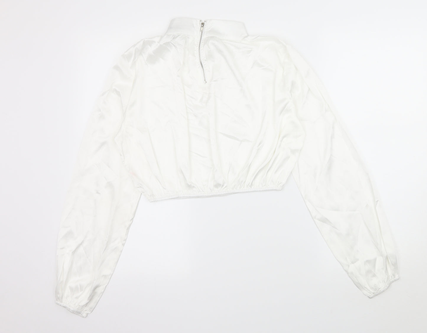 PRETTYLITTLETHING Womens White  Satin Basic Blouse Size 10