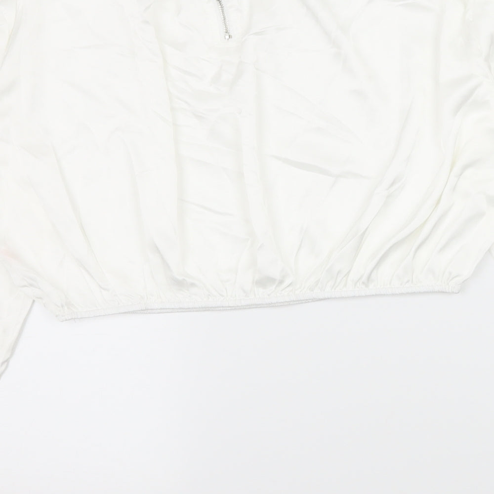 PRETTYLITTLETHING Womens White  Satin Basic Blouse Size 10