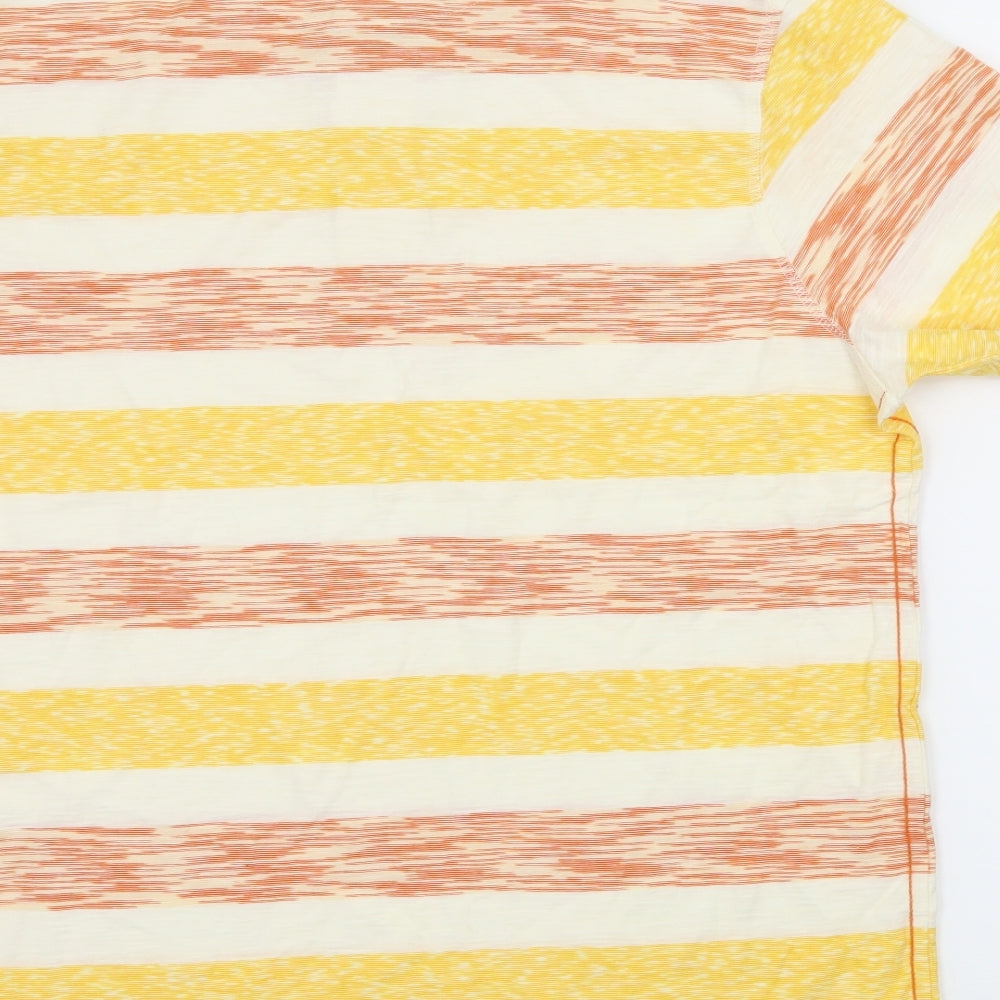 Mantaray Mens Yellow Striped Jersey  T-Shirt Size M
