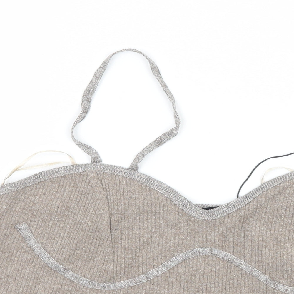 Zara Womens Grey  Knit Basic Tank Size L