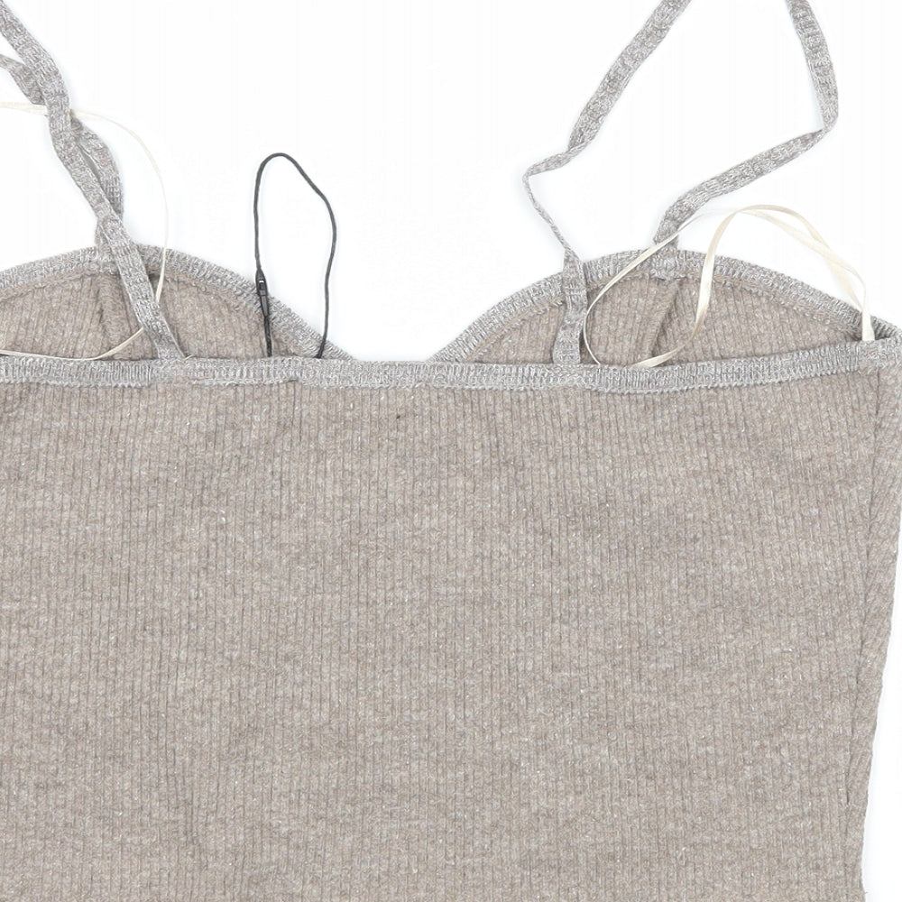 Zara Womens Grey  Knit Basic Tank Size L